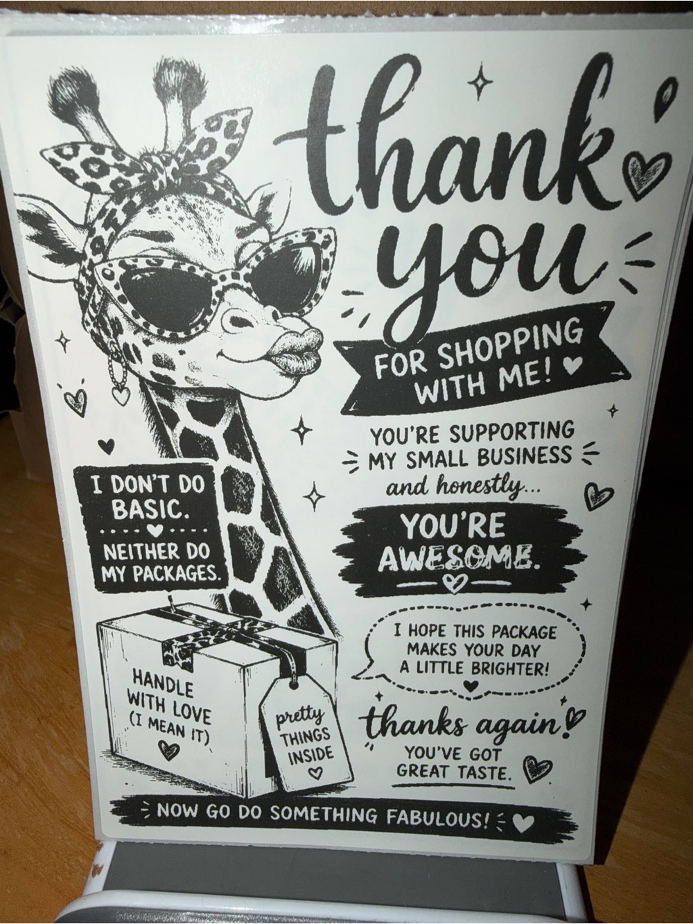 Thank You Giraffe 50 count 4x6